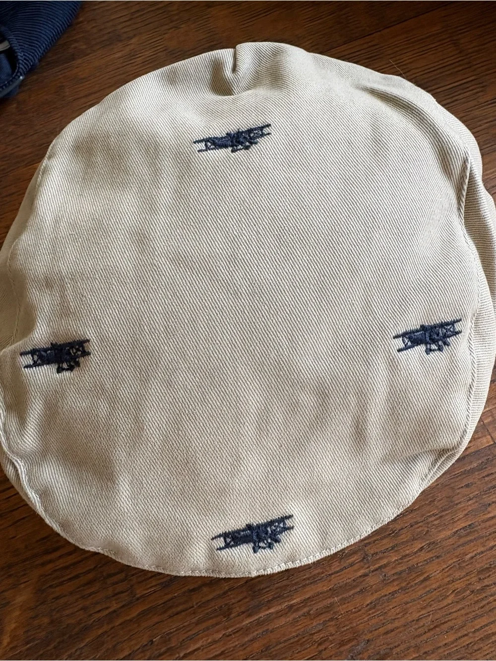 Janie and Jack Khaki Embroidered Kids Cap - Blue Accents